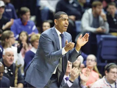  ?? Steven Senne / Associated Press ?? Former UConn head coach Kevin Ollie shouts from the bench during the first half of a game in 2016.