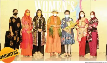  ?? ROTARY CLUB SURABAYA KALIASIN FOR JAWA POS ?? BAGI ILMU: Para pembicara di atas panggung event Women’s Week 2021.