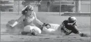  ?? COURTESY PHOTO ?? Prairie Grove leadoff hitter Kelbie Brown slides safely into second base.