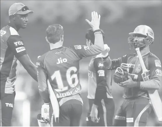  ??  ?? Kolkata Knight Riders registered their fifth win of the IPL 2020 after they beat Sunrisers Hyderabad in a Super Over.