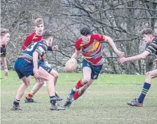  ?? ?? Noah Hendry in possession for Borough U15s. Photo: Matt Jeffrey.