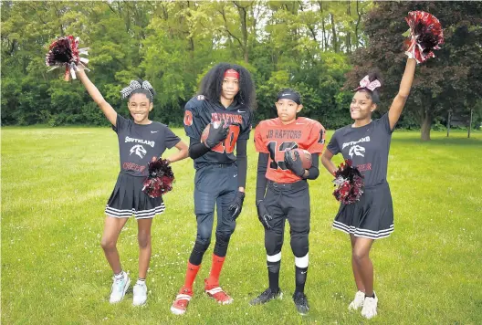  ?? MARY COMPTON/DAILY SOUTHTOWN ?? Southland Jr Raptors Autumn Williams, from left, Jayden Marshall, Zyon Floyd and Melani Horn are among the young athletes who will be showcasing their skills Saturday at Governors Trail Park in Matteson as part of the group’s Community Day event.