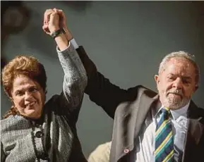  ?? EPA PIC ?? (From left) Former Brazilian presidents Dilma Rousseff and Luiz Inacio Lula da Silva at an event with supporters in Curitiba, Parana, on Wednesday.