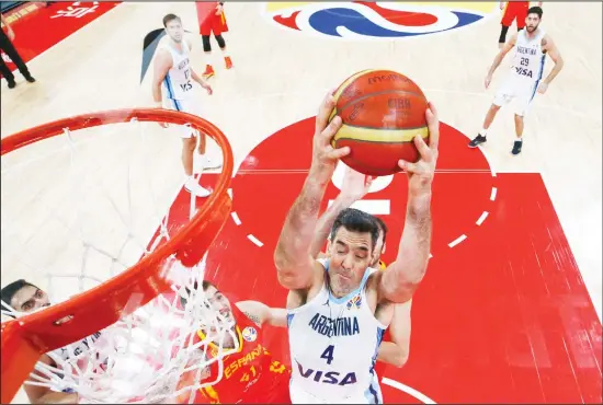  ??  ?? Luis Scola of Argentina in action during the Basketball World Cup 2019 finals match between Argentina and Spain in Beijing, China on Sept 15. (AP)