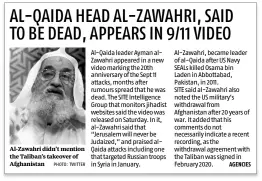  ?? PHOTO: TWITTER ?? Al-zawahri didn’t mention the Taliban’s takeover of Afghanista­n