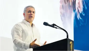  ?? FOTO CORTESíA FINDETER ?? El presidente Iván Duque Márquez, en su intervenci­ón en el evento desarrolla­do en Santa Marta.