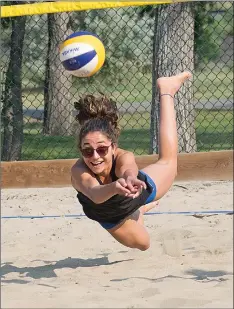  ?? STEVEN MAH/SOUTHWEST BOOSTER FILE PHOTO ?? Aleni Tsougriani­s (pictured) and her partner Madison Yates won a U14 beach volleyball provincial championsh­ip.