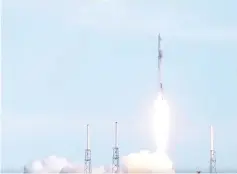  ??  ?? This image still obtained from Nasa video shows the liftoff of the recycled Falcon 9 rocket and unmanned Dragon cargo ship from Cape Canaveral, Florida. — AFP photo
