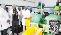  ?? - Picture: Justin Mutenda ?? Kumbucha Fresh Company chief executive Mr Eric Francis Niyonsoba (centre) shows Standard Associatio­n of Zimbabwe director for certificat­ion services Mr Ranganai Mutonono (left) how they produce their beverages, while the company managing director Mr Willard Chinguwa looks on during a tour of the company premises in Harare yesterday.