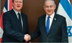  ?? ?? Plea: Lord Cameron and Benjamin Netanyahu yesterday