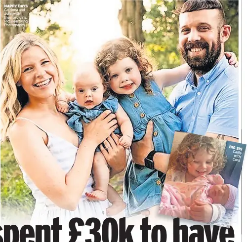  ?? ?? NAPPY DAYS Catriona and John with their two girls. Pic: Heartwing Photograph­y