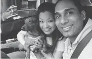  ?? FACEBOOK ?? Ryan Ramgahan, his wife, Cat Yen, and their dog Spongy.