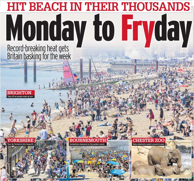  ??  ?? BRIGHTON Tops off as people soak up sun