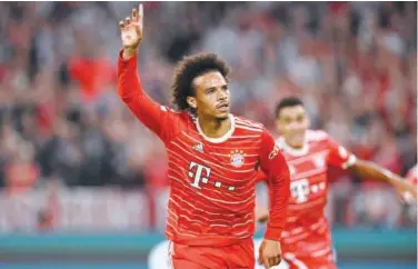  ?? File /Agence France-presse ?? ±
Bayern Munich’s Leroy Sane reacts after scoring against Barcelona during their Champions League match in Munich.