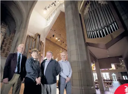  ?? Picture / Dean Purcell ?? Cathedral musical director Michael Stoddart, Dean of Auckland Anne Mills, organist Philip Smith and organ provider Andrew Moyes with the new instrument.