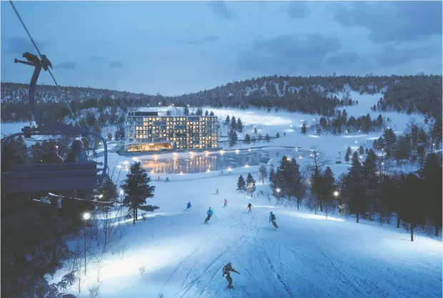  ?? FREED HOTELS & RESORTS ?? The Black Swift Lodge in Canmore, Alta., pictured at top, offers buyers 49 one-, two- and three-bedroom suites, while the eight-storey Scandinavi­an-inspired Horseshoe Residences at Ontario’s Horseshoe Resort, at bottom, will be home to 95 one- and two-bedroom units.