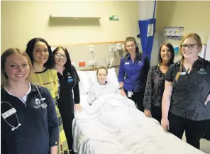  ?? PHOTO: ADAM BURNS ?? Spreading the skills . . . Going above and beyond for their patients at Dunstan Hospital are allied health students (from left) Kristen Hackfath, Kirsten O’Sullivan and Georgia Budd, and supervisor­s Heather Paterson, Alice Romano and Sarah Walker.