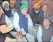  ?? HT PHOTO ?? INLD president Om Prakash Chautala at a party workers’ meeting in Ambala on Monday.