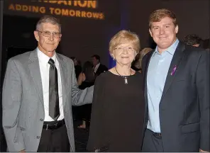  ??  ?? Leon and Mary Lou Miles with Todd Miles Award winner Brett Thomas