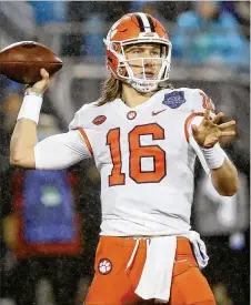  ?? GETTY IMAGES ?? Clemson quarterbac­k Trevor Lawrence, a true freshman, guided the Tigers to their fourth consecutiv­e ACC title.