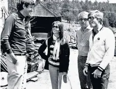  ??  ?? Gregson (second from right) with director Michael Ritchie, Natalie Wood and Robert Redford on the set of Downhill Racer. He and Natalie Wood were married briefly at the end of the 1960s and had a daughter