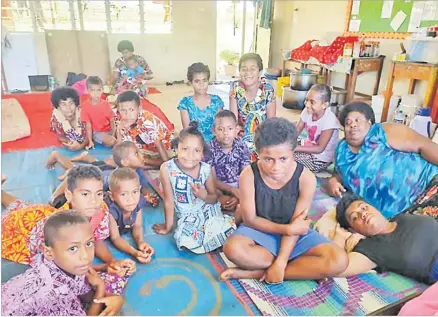  ?? Picture: FILE ?? Votua villagers at their evacuation centre. Fiji Women’s Crisis Centre co-ordinator Shamima Ali has urged people not to touch children without their parents’ consent and do not take advantage of their situation for political mileage.