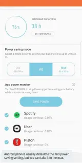  ??  ?? Android phones usually default to the mid power saving setting, but you can take it to the max.