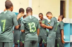 ??  ?? Golden Eaglets getting set for a match at the ongoing WAFU B U-17 championsh­ip in Niamey.
