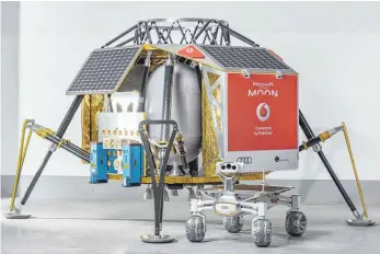  ?? FOTO: DORNIER-MUSEUM ?? Der Plan: „ Alina“(Autonomous Landing and Navigation Module) soll zusammen mit zwei Lunar-Rovern auf der Mondoberfl­äche landen und diese erforschen.