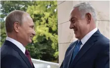  ?? AP ?? Russian president Vladimir Putin meets Israeli prime minister Benjamin Netanyahu in Sochi yesterday