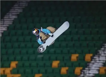  ?? Jason Franson / Associated Press ?? Canada’s Mark McMorris competes during the Snowboard Big Air World Cup finals in Edmonton, Alberta, on Dec. 10.