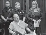  ?? Rich Pedroncell­i, The Associated Press ?? Joseph James Deangelo Jr., 72, the suspected Golden State Killer, is accompanie­d by Sacramento County, Calif., public defender Diane Howard during his arraignmen­t Friday.