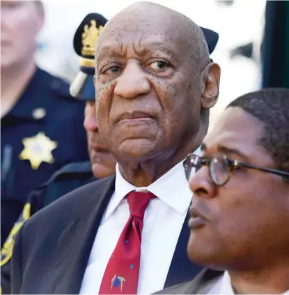  ?? COREY PERRINE/ AP ?? Bill Cosby leaves the Montgomery County Courthouse Thursday after he was convicted of aggravated indecent assault.