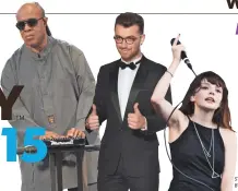  ?? BY GETTY IMAGES; SAM SMITH BY WIREIMAGE ?? STEVIE WONDER AND LAUREN MAYBERRY