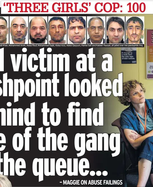  ??  ?? Left to right: Shabir Ahmed, Adil Khan, Mohammed Amin, Abdul Rauf, Mohammed Sajid, Abdul Aziz, Abdul Qayyum, Hamid Safi and Kabeer Hassan, all jailed over the paedophile ring