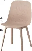  ??  ?? SUPER SEAT Made from recycled plastic mixed with wood, the Odger chair is hard-wearing and wipe-clean. Available in beige, brown or navy blue. £65, Ikea