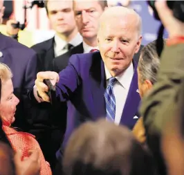  ?? LUIS SANTANA Tampa Bay Times/TNS ?? President Joe Biden meets with supporters at the University of Tampa on Thursday.