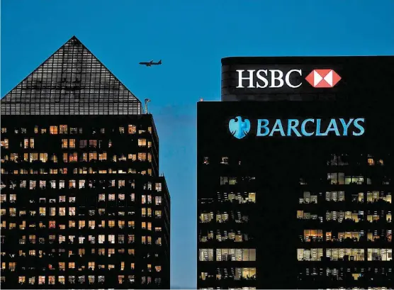  ?? TOBY MELVILLE/REUTERS ?? Las oficinas de Barclays en el distrito financiero de Londres.