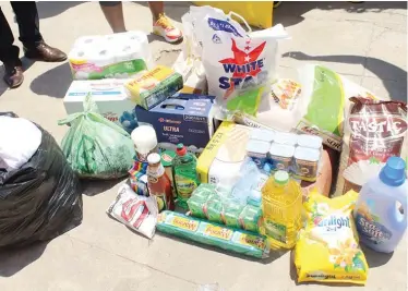  ??  ?? AN ACT OF KINDNESS:
The donated food items and toiletries