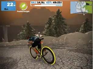  ??  ?? ABOVE Normally a source of panic, Zwift descents are a joy