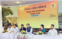  ??  ?? Left to right: ITPO key executives AK Vashist, Vikas Malhotra, J Guna Sekaran, LC Goyal, Shubhra Singh and Arun Krsinha address the press meet on Wednesday