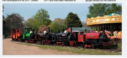  ?? JAMES HAMILTON ?? Quarry Hunslets on parade at Bressingha­m, with (from right) Maid Marian, Gwynedd, Hugh Napier and George Sholto leading 0-4-0TT Bevan.