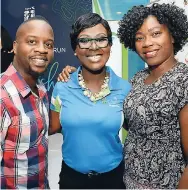  ??  ?? Alysia White (centre), assistant vice-president of Sagicor Group Marketing, poses with Challaine ‘Anne’ Ruddock and Christophe­r ‘Johnny’ Daley.