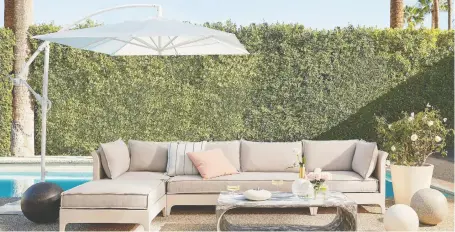  ?? PIEDRA OUTDOOR FURNITURE COLLECTION ?? Choosing neutral-coloured pool and patio furnishing­s inspired by natural surroundin­gs creates a sophistica­ted resort look to your backyard and allows the pool to be the centre of your outdoor entertaini­ng space.