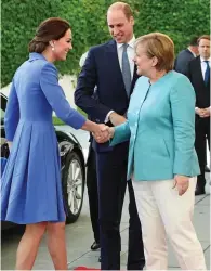  ??  ?? Guten tag: Kate and Wills meet Mrs Merkel