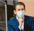  ?? Foto: dpa ?? Österreich­s Bundeskanz­ler Sebastian Kurz tritt selbst meist mit Mund- und Nasenschut­z auf.