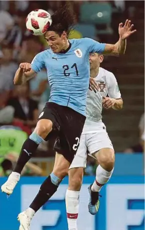  ?? EPA PIC ?? Edinson Cavani of Uruguay in action during their World Cup round of 16 match against Portugal.