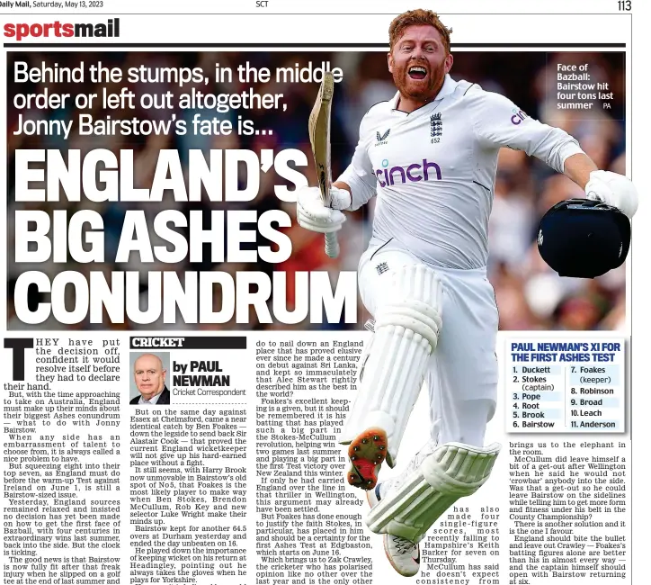  ?? ?? Face of Bazball: Bairstow hit four tons last summer
PA