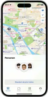  ?? ?? Deinen Standort kannst du automatisc­h mit Kontakten teilen.