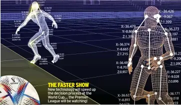  ?? ?? THE FASTER SHOW New technology will speed up the decision process at the World Cup .... the Premier League will be watching!